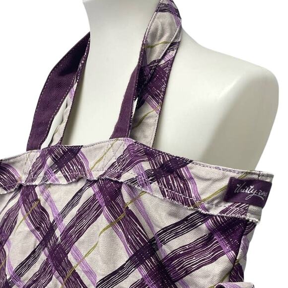 Thirty One Purple Plaid Retro Metro Canvas Handbag Adjustable Strap Tote Bag - Picture 2 of 7